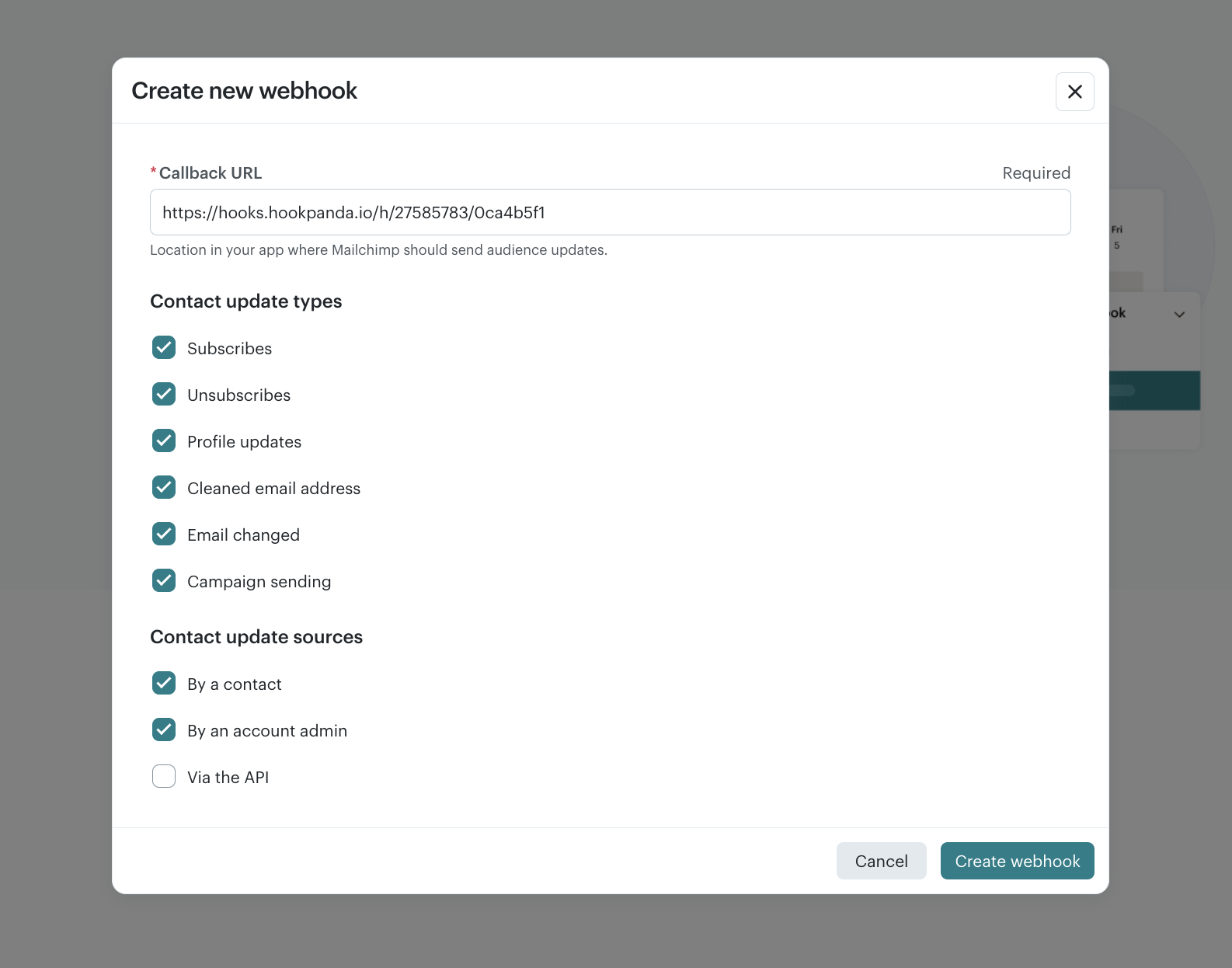 Mailchimp Webhook Configuration